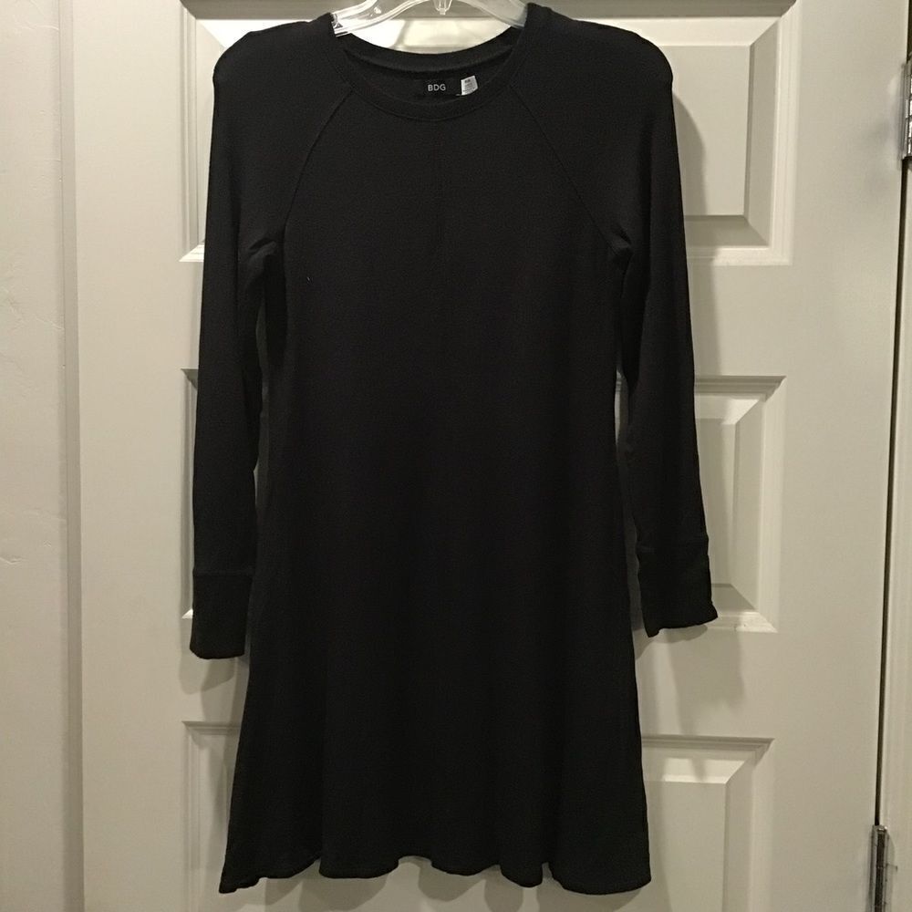 BDG black dress, LNC, medium, long sleeve